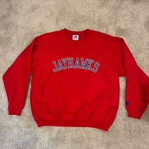 Vintage Russell Athletic Red Kansas Jayhawks Crewneck Pullover